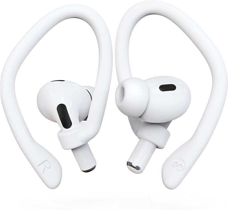 DamonLight Ear Hooks 2 Pairs for AirPods Pro 2 & 1, AirPods 4 & 3 & 2 & 1, Airpod Ear Hook, Anti-Slip Comfortable Fit, Ergonomic Design, AirPods Accessories (Large, White) - Image 1